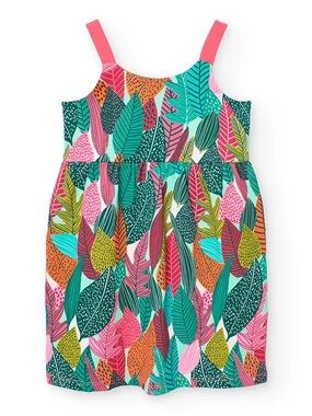 Boboli Girls 14 Tropical Leaf Print Dress Oeko Tex Cotton Colorful 821281
